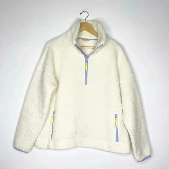 J. Crew Fleece Sherpa Quarter Zip Pullover Size Large - Picture 1 of 5